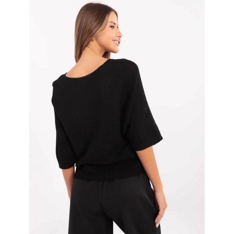 Černý dámský oversize svetr s netopýřím střihem