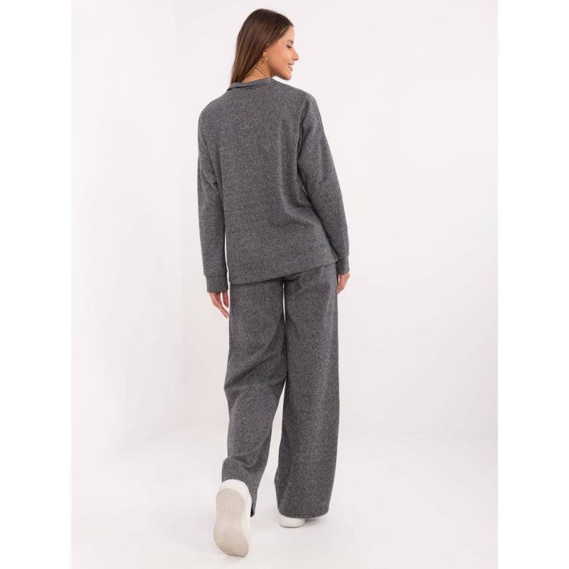 Tmavě šedý dámský komplet s rovnými kalhotami