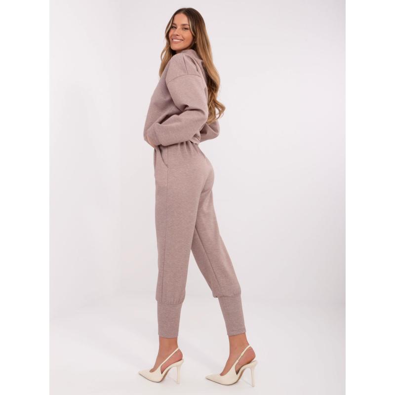 Sötétbézs melange viszkóz melegítőnadrág