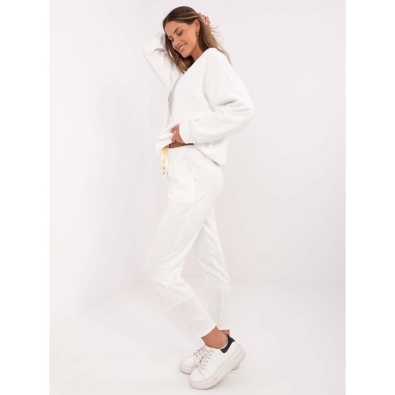 Teplákové kalhoty z viskózové směsi v barvě ecru