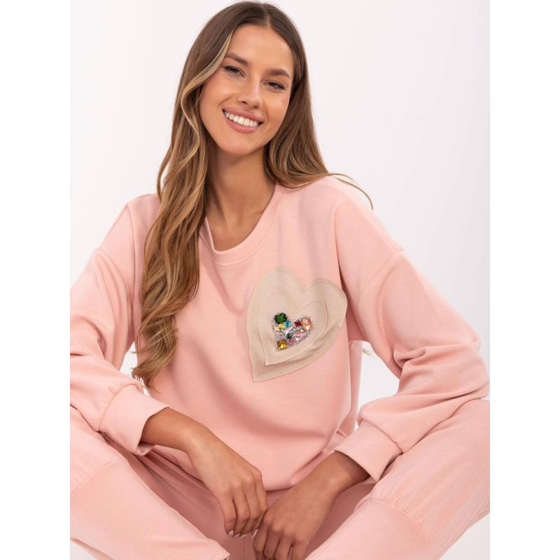 Barackszínű női kerek nyakú blúz