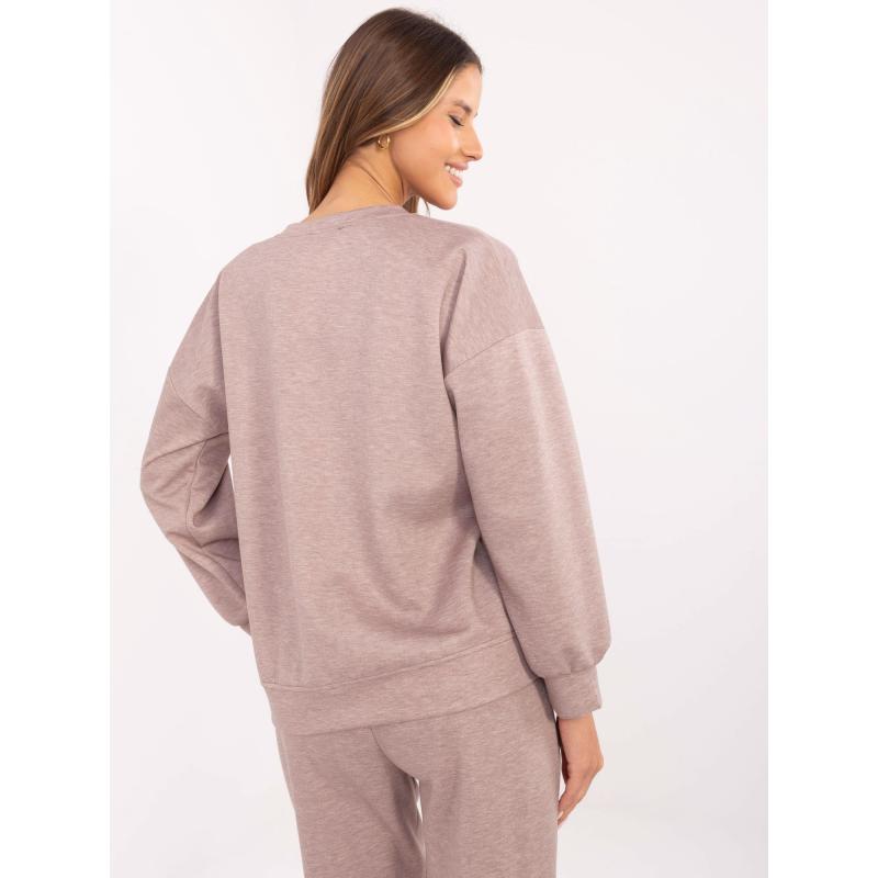 Sötétbézs melange kapucnis pulóver viszkózzal