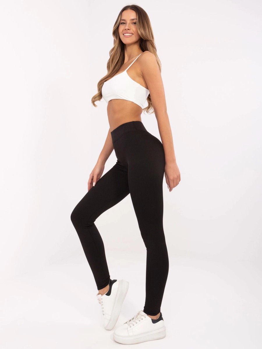 Fekete magas derekú sportos basic leggings