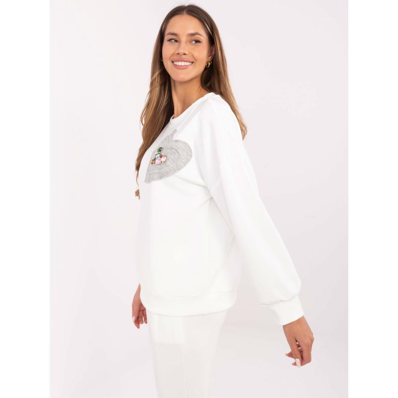 Ecru női kapucnis pulóver viszkózzal