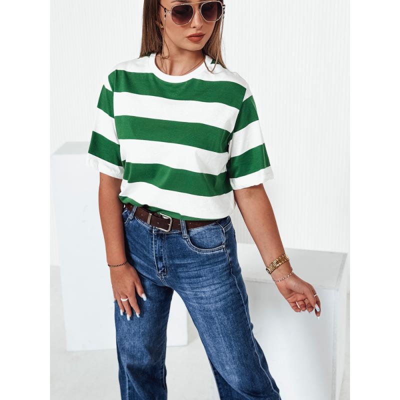 Dámske pruhované tričko ALMIN zelené