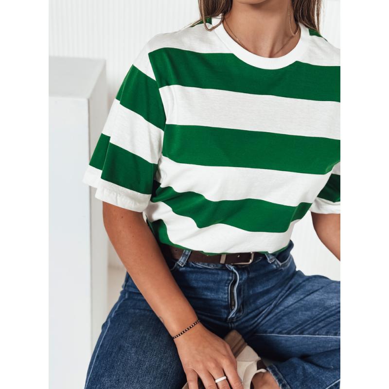 Dámske pruhované tričko ALMIN zelené