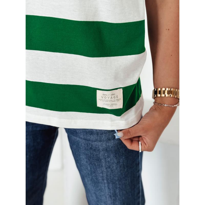 Dámske pruhované tričko ALMIN zelené