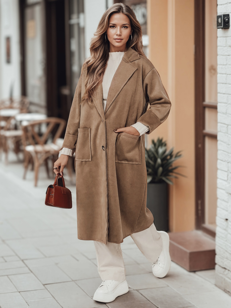 Női oversize kabát AVELINNI hosszú bézs