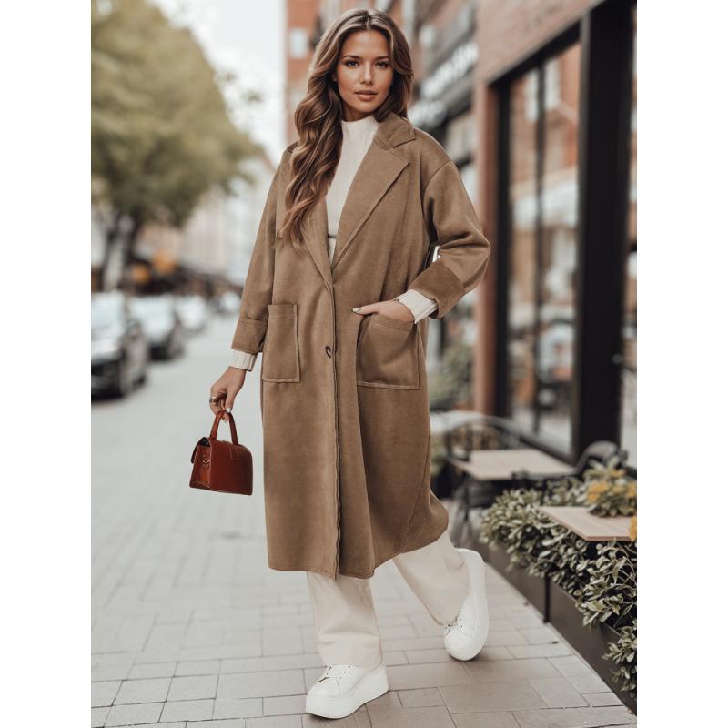 Dámský oversize kabát AVELINNI dlouhý béžový