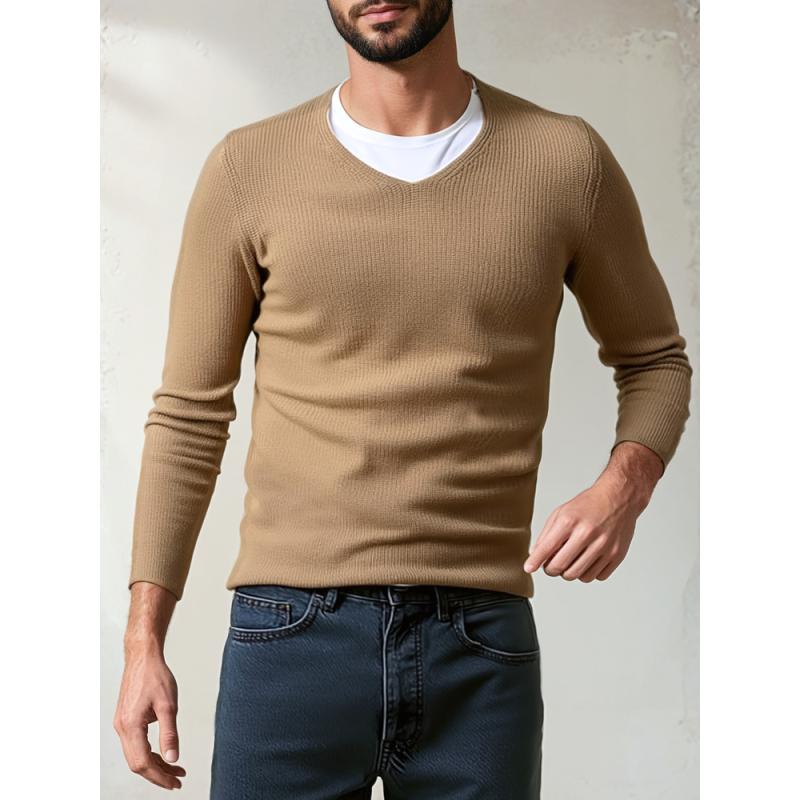 Pánský svetr v barvě hnědé