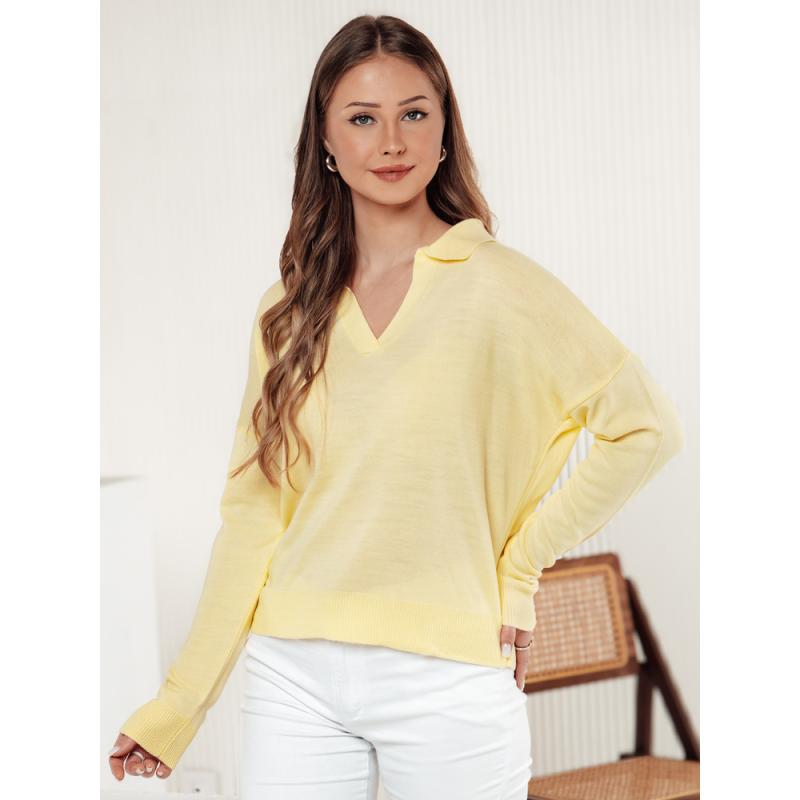 Női túlméretezett pulóver VISTILLA citromsárga