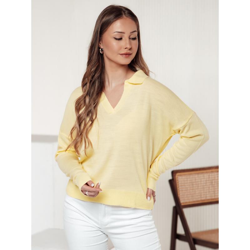 Női túlméretezett pulóver VISTILLA citromsárga