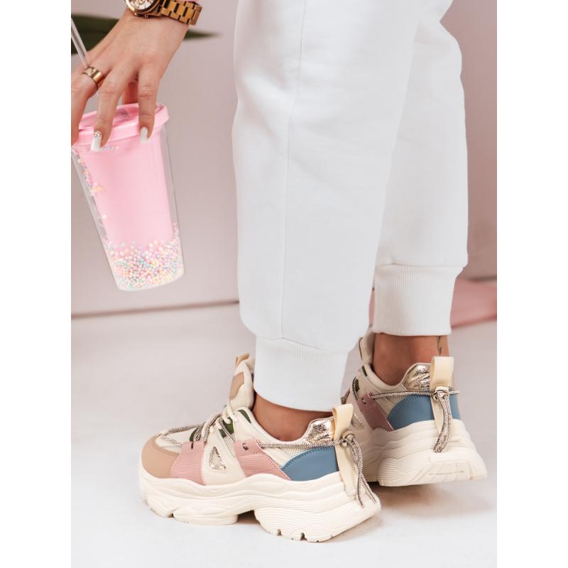 Dámské tenisky na silnější podrážce NEWMOVE béžové