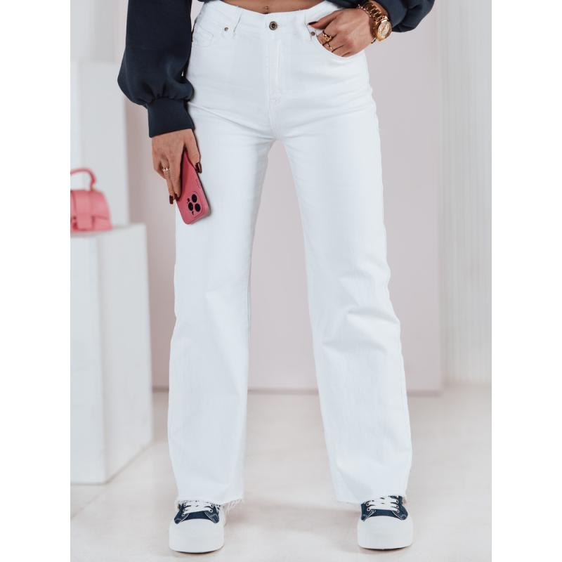 Dámske džínsové nohavice so širokými nohavicami LUXEFLOW biele