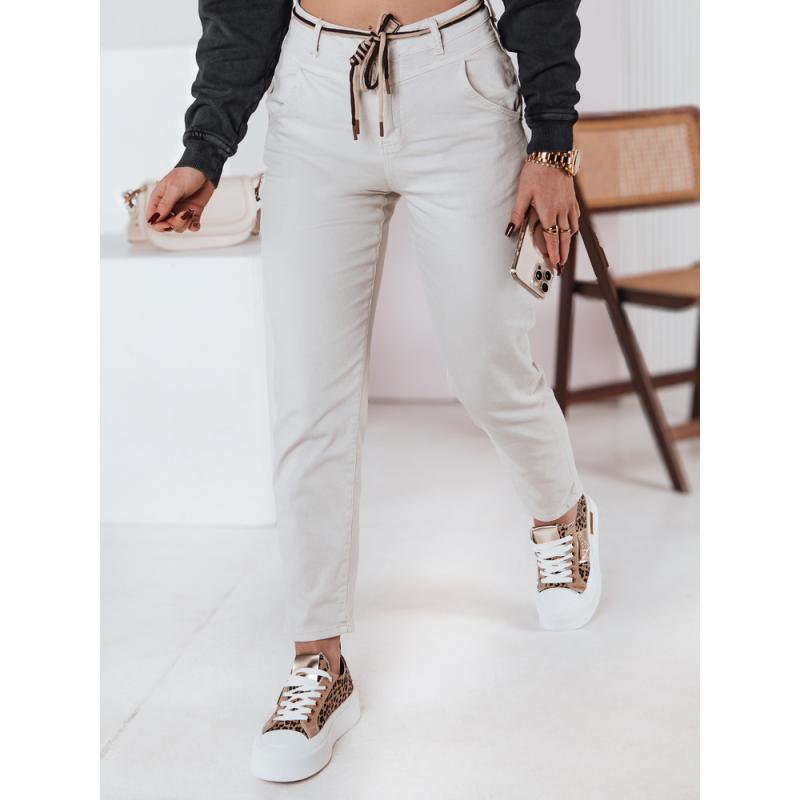 Dámske džínsové nohavice STREETSTYLE svetlo béžové