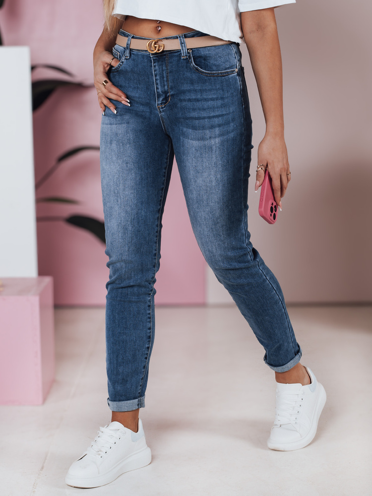 Női farmer nadrág slim fit medium FLEXI tengerészkék