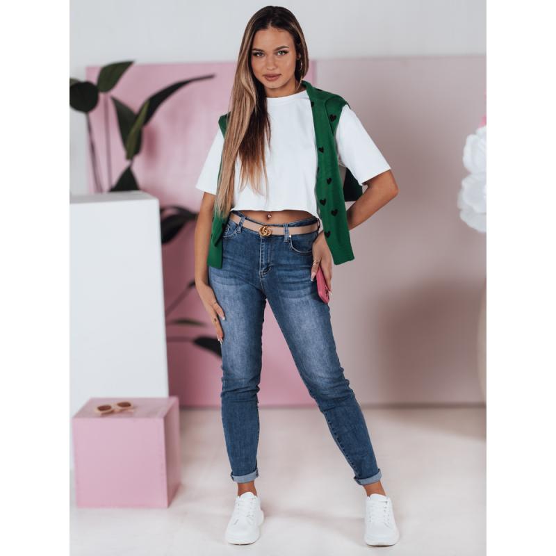 Dámské jeansové kalhoty slim fit střední FLEXI tmavě modrá