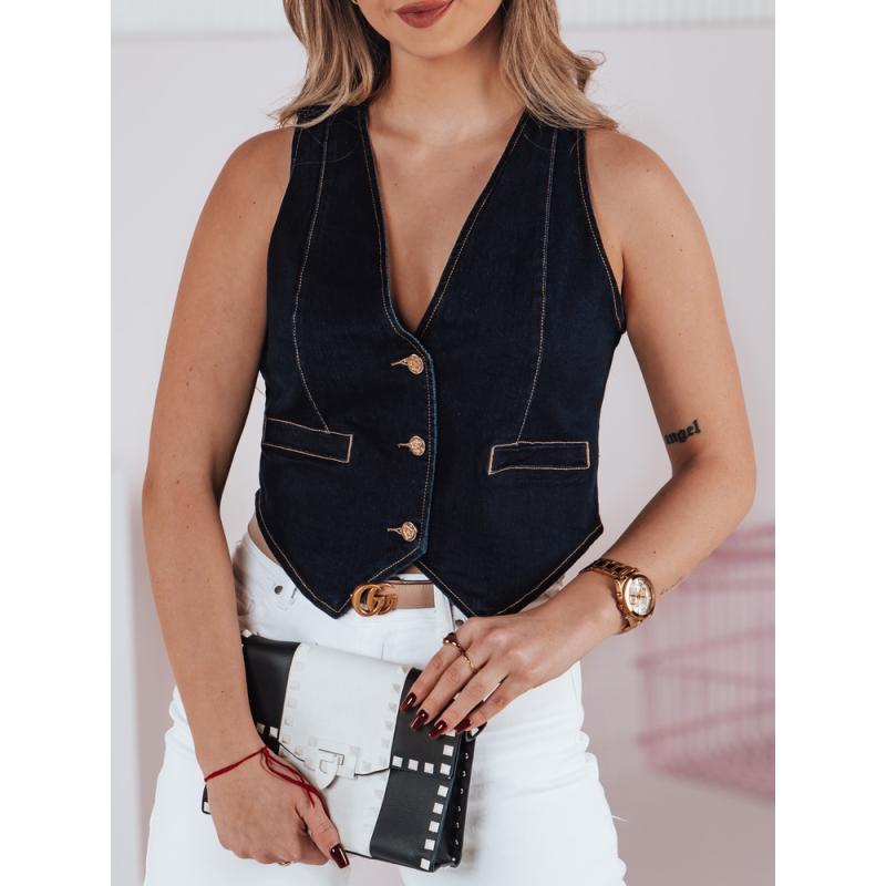 Dámská krátká džínová vesta JEANSPICE tmavě modrá