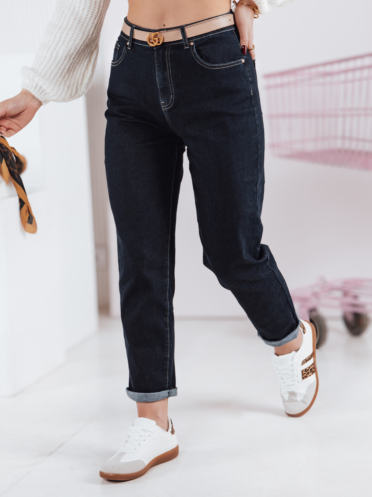 Női farmer nadrág mom fit STRAIGHTY sötétkék