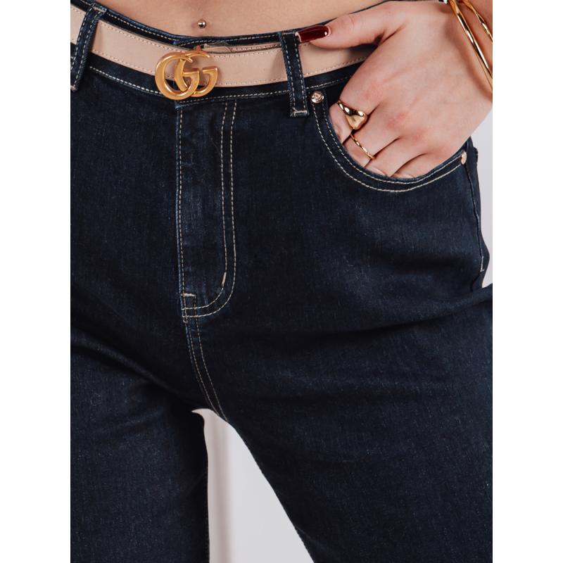 Dámské džínové kalhoty mom fit STRAIGHTY tmavě modré