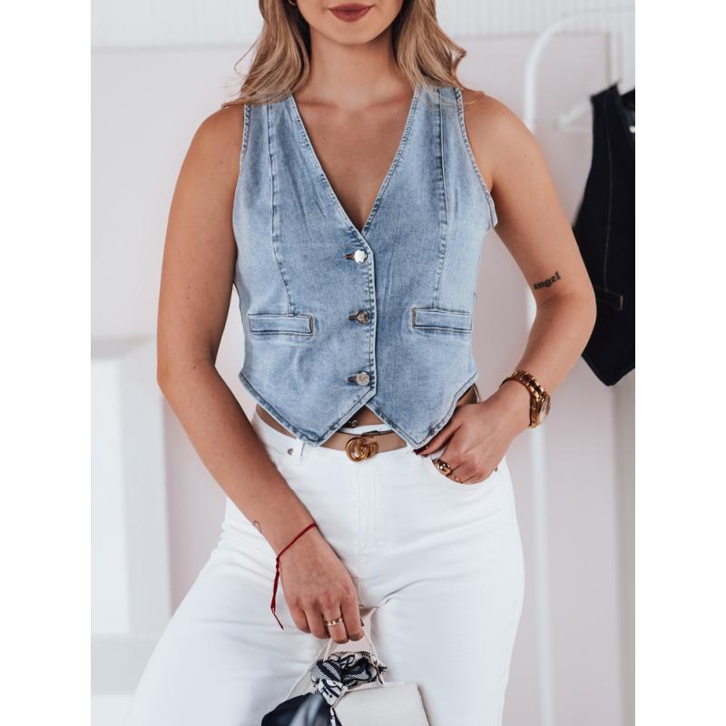 Dámská krátká džínová vesta BLUEGEM