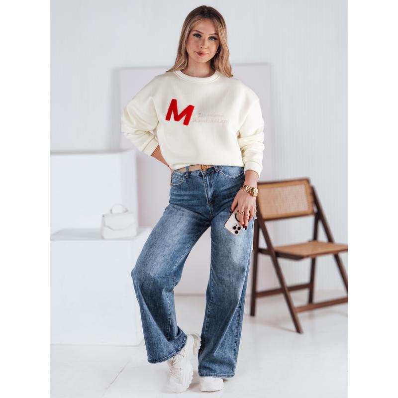 Női pulóver AVENUE, egy méret, oversize, ecru