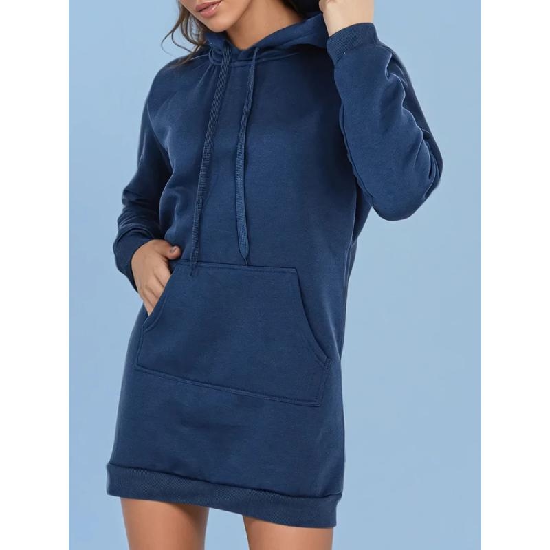TIMMY női pulóver, hosszú, kapucnis, oversize, sötétkék