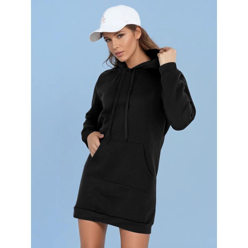 TIMMY női hosszú pulóver, kapucnis, oversize, fekete