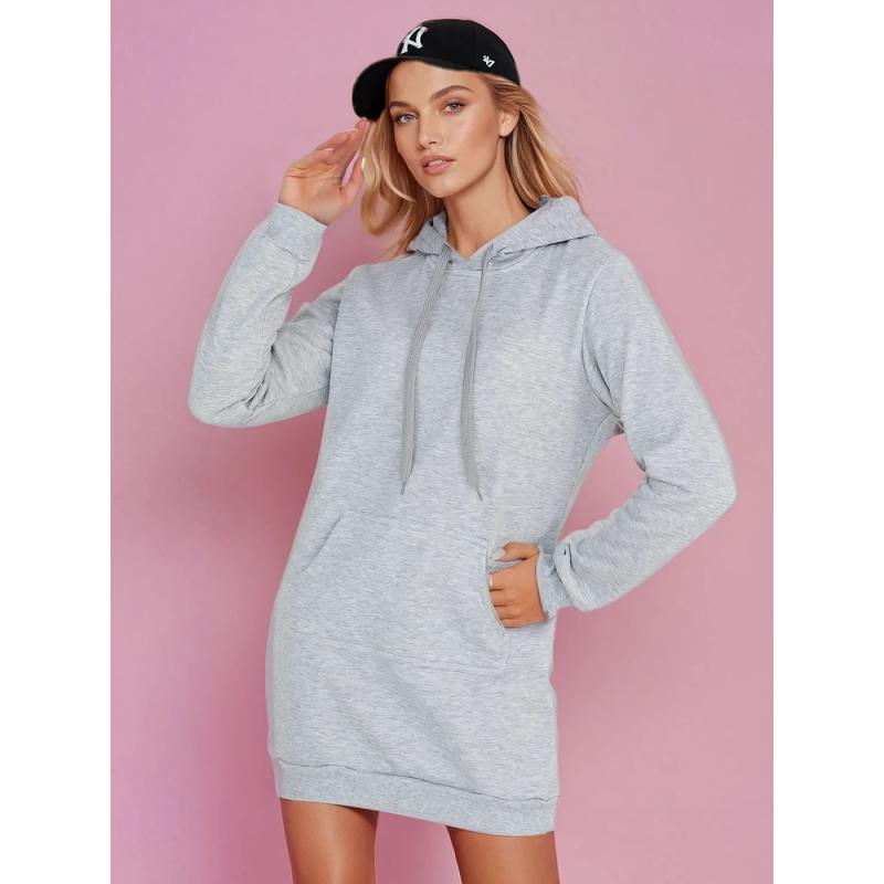 TIMMY női hosszú pulóver, kapucnis, oversize, világosszürke