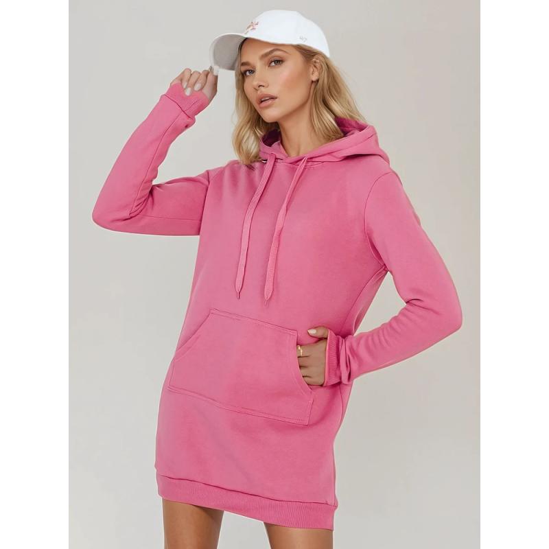 TIMMY női hosszú pulóver, kapucnis, oversize, rózsaszín