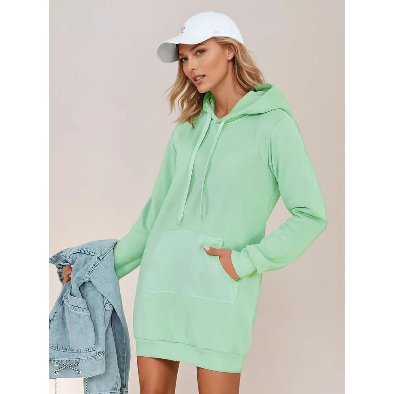 Női hosszú pulóver kapucnival, oversize TIMMY menta