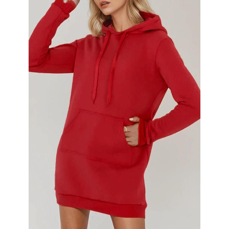 Női hosszú pulóver kapucnival, oversize TIMMY piros