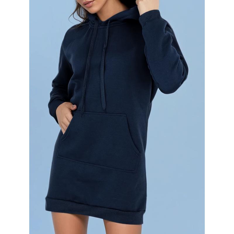 Női hosszú pulóver kapucnival, oversize TIMMY sötétkék