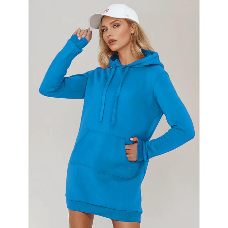 Női hosszú pulóver kapucnival, oversize TIMMY kék