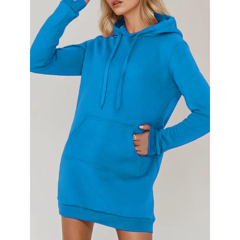 Női hosszú pulóver kapucnival, oversize TIMMY kék