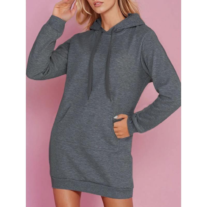 Női hosszú kapucnis pulóver oversize TIMMY sötét szürke