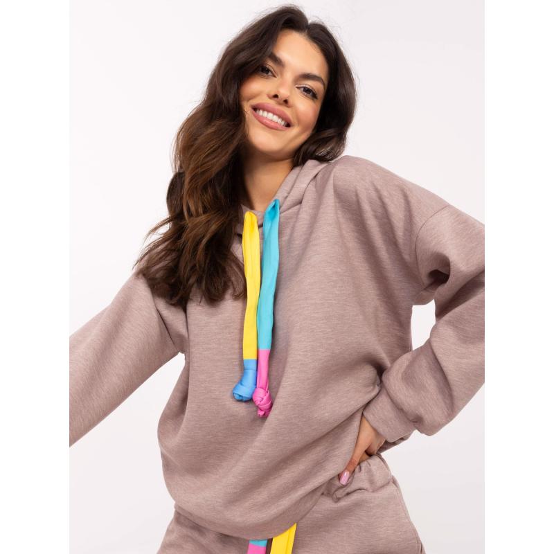 Tmavě béžový melanžový komplet z viskózy