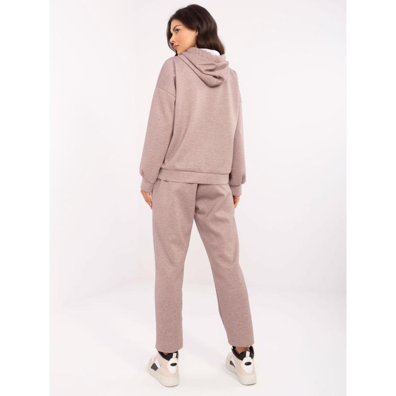 Tmavě béžový melanžový komplet z viskózy