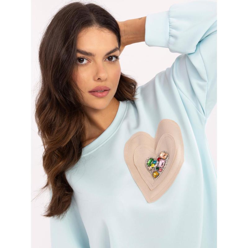 Világoskék túlméretezett kapucnis pulóver