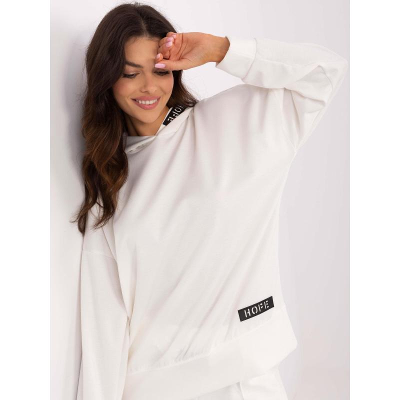 Ecru női kapucnis pulóver foltokkal