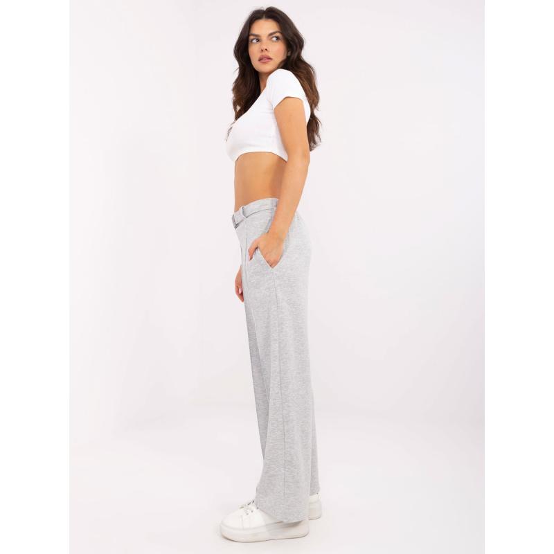 Szürke melange egyenes szárú melegítőnadrág viszkózzal