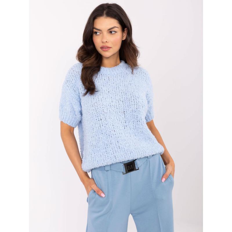 Světle modrý oversize svetr s příměsí vlny