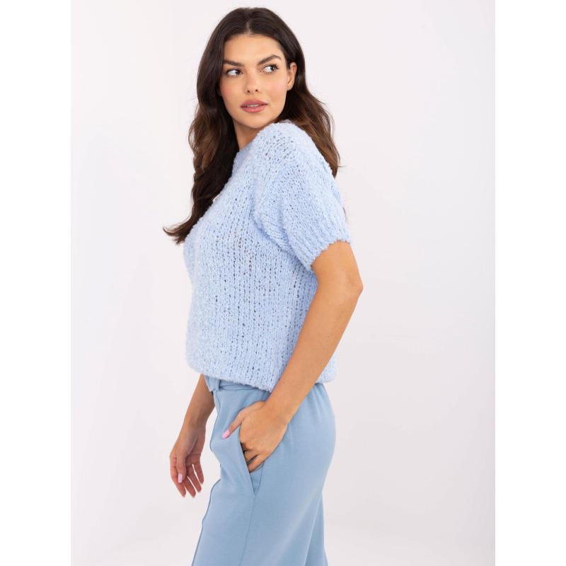 Světle modrý oversize svetr s příměsí vlny