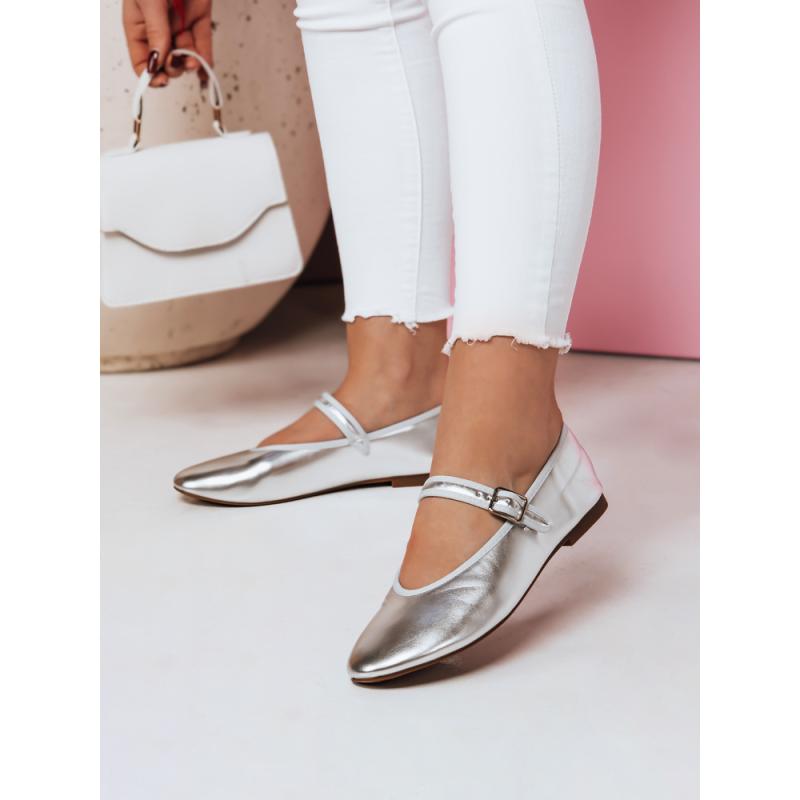 Dámské baleríny se zapínáním ELLICAN stříbrné
