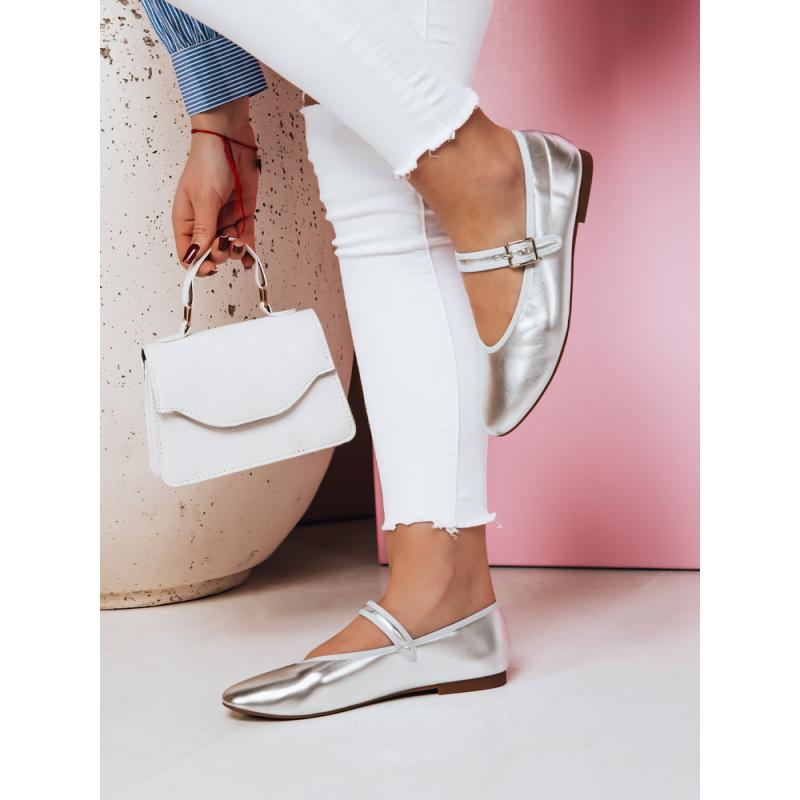 Dámské baleríny se zapínáním ELLICAN stříbrné