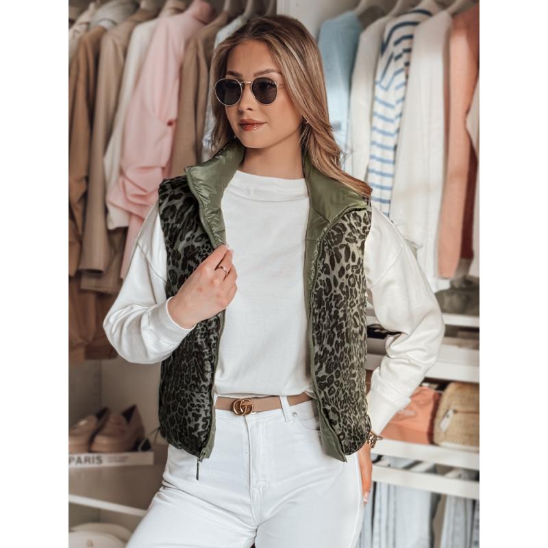 Dámská krátká oboustranná vesta CHIPUFF zelená