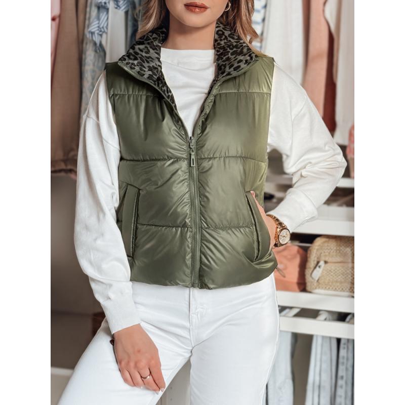 Dámská krátká oboustranná vesta CHIPUFF zelená