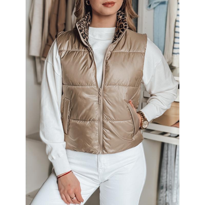 Női rövid fordítható mellény CHIPUFF camel