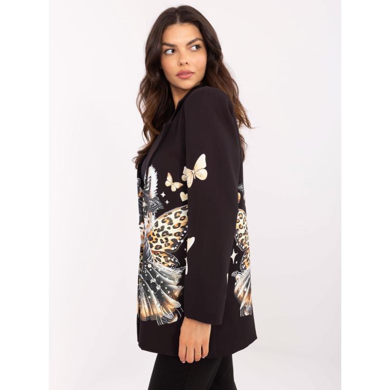 Černé dámské sako se zvířecím potiskem