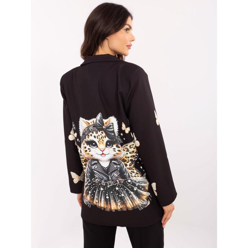 Černé dámské sako se zvířecím potiskem